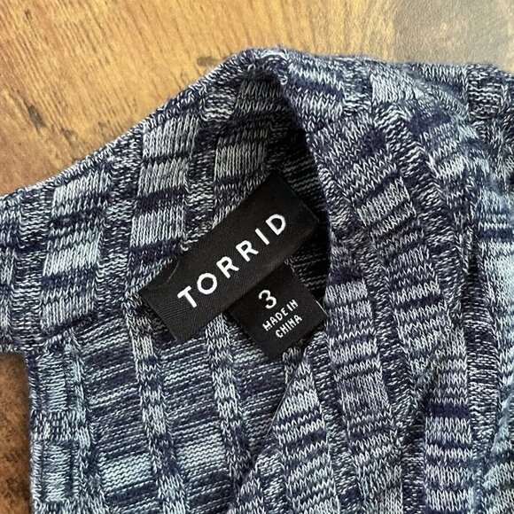 Torrid Womens Blue Mini Rib Knit Mock Neck Dress Plus Sz 3X Cut Out Swing Tunic - Picture 9 of 9